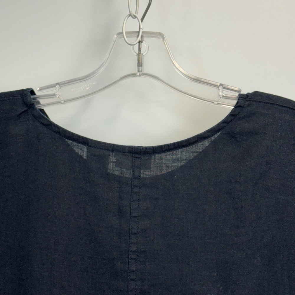 Sigrid Olsen Black 100% Linen Boxy Dolman Sleeve Blouse Top Womens Small - Picture 12 of 12
